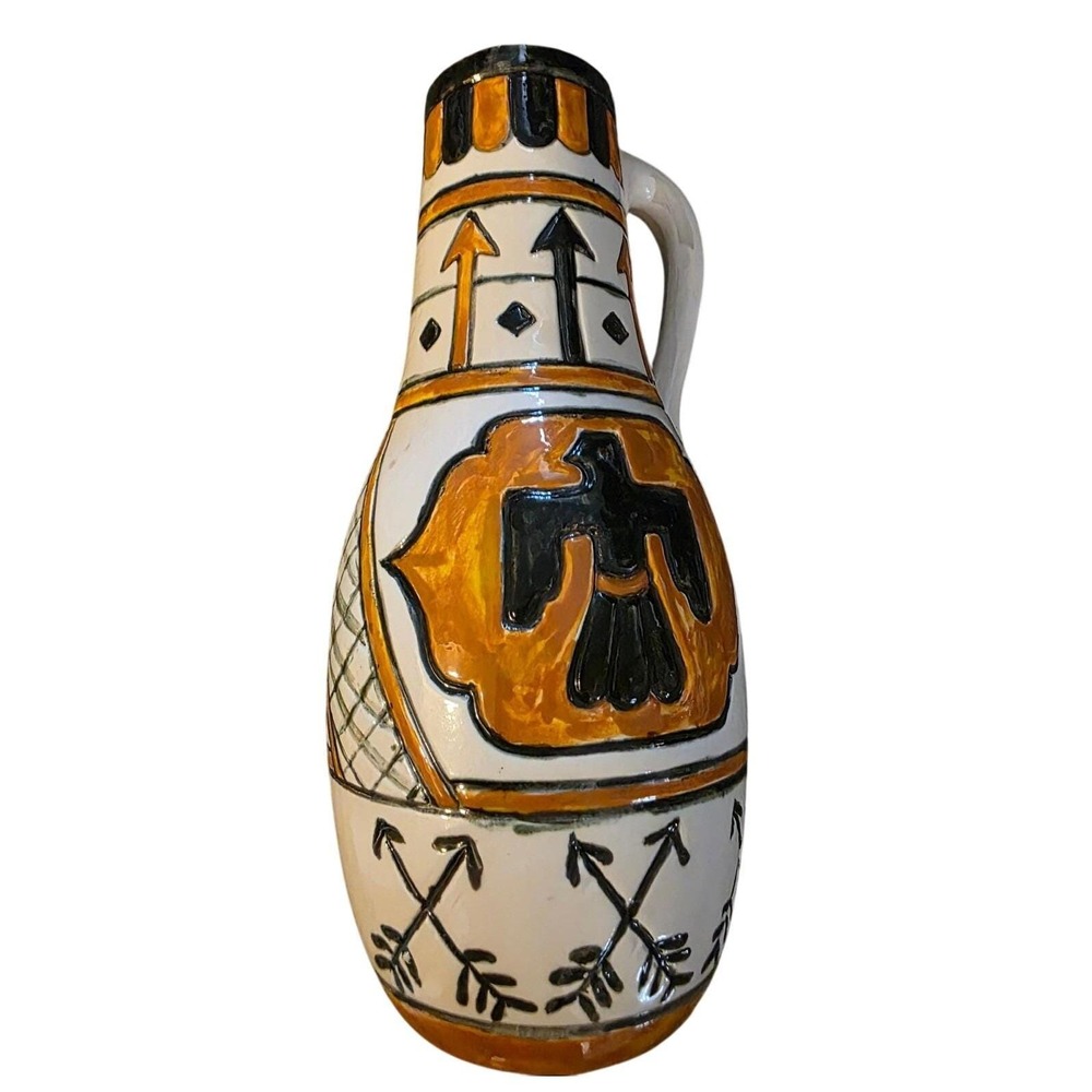 Vintage 1983 O.L. Konrad‎ Studio Pottery Southwestern Thunderbird Vase 8.5"